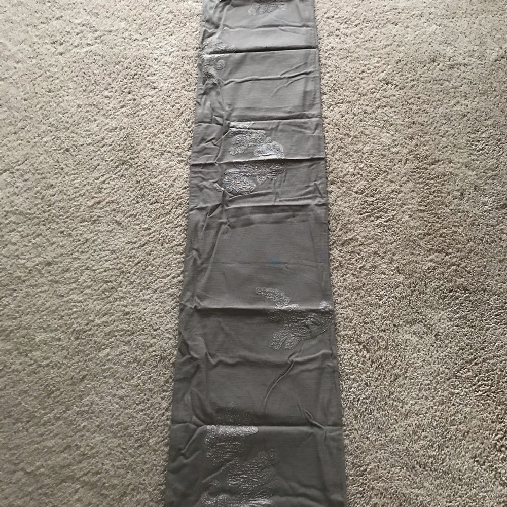 SOLD Grey and Silver Embroidered Table Runner